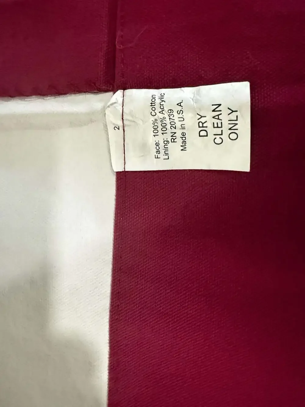 Vintage burgundy Tab Top Curtain Valance